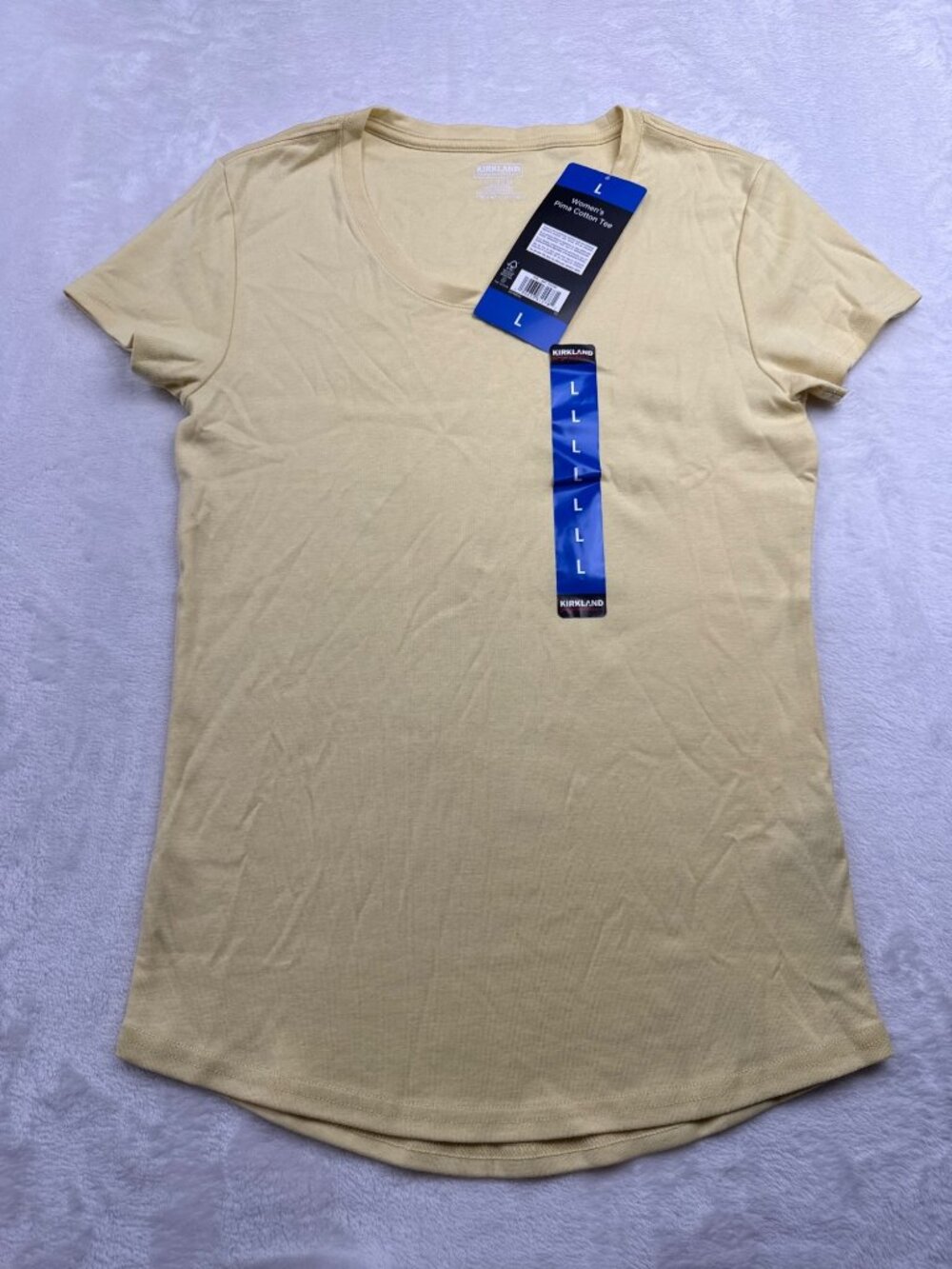 Kirkland Signature Womens Yellow Pima Cotton Tee Size L Short Sleeve